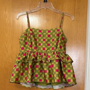 Stylish Green and Pink Checkered Crop Top